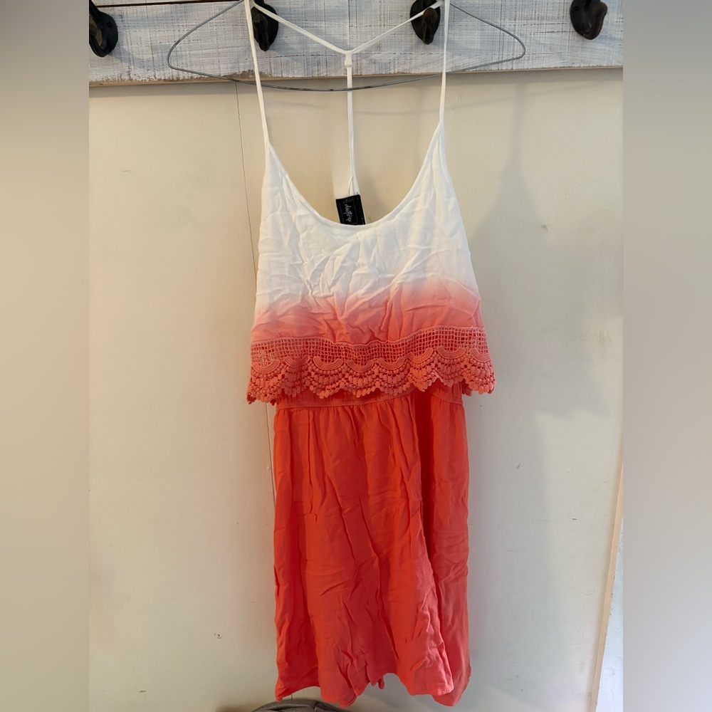 Daytrip White and Orange Ombre Dress